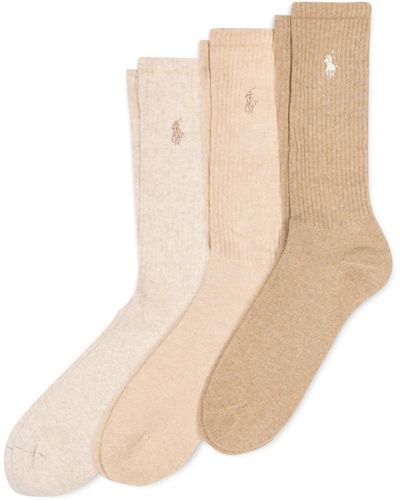 Polo Ralph Lauren Pp Rib Crew Sock 3 Pair Pack - Natural