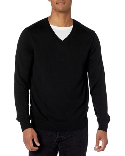 Perry Ellis Classic Solid V-neck Sweater - Black