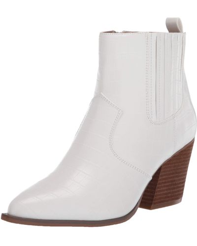 The Drop Sia Pointed Toe Western Ankle Boot - Blanc