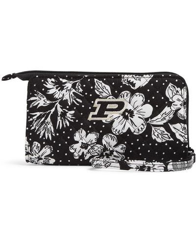 Vera Bradley Collegiate Recycled Cotton Front Zip Wristlet With Rfid Protection - Black