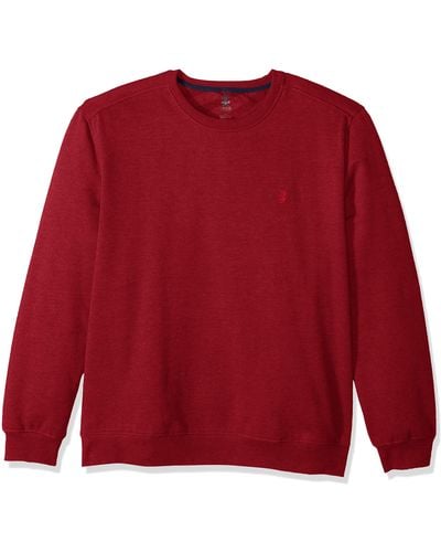 Izod Big Advantage Performance Crewneck Fleece Sweatshirt - Red