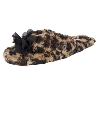 Jessica Simpson Fluffy Plush Slide-on Sandal House Slippers With Memory Foam - Brown