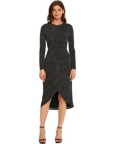 Maggy London Sleek And Sophisticated Wrap Look High Low Skirt Office Career Event Guest Of - Black