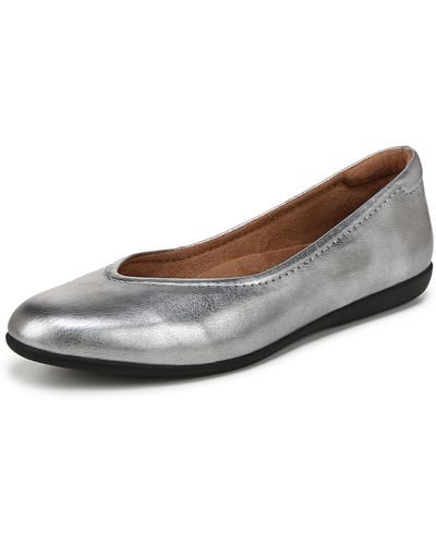 Naturalizer S Vivienne Comfortable Slip On Ballet Flats Pewter Silver Metallic 9 M - Gray