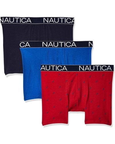 Nautica Men's Cotton Woven 3 Pack Boxer, Peacoat/Buffalo Check