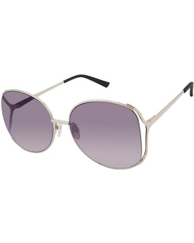 Sam Edelman Se145 Round Metal Vented Metal Sunglasses With 100% Uv Protection,silver,60 Mm - Metallic