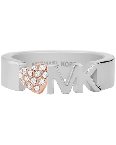 Michael Kors Brass And Pavé Crystal Band Ring For - White