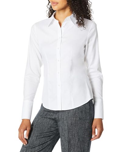 Calvin Klein Long Sleeve Wrinkle Free Button Down Blouse - White