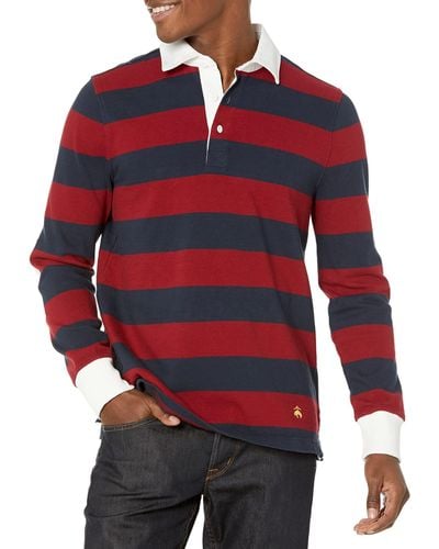 Brooks Brothers Classic Long Sleeve Rugby Shirt - Red