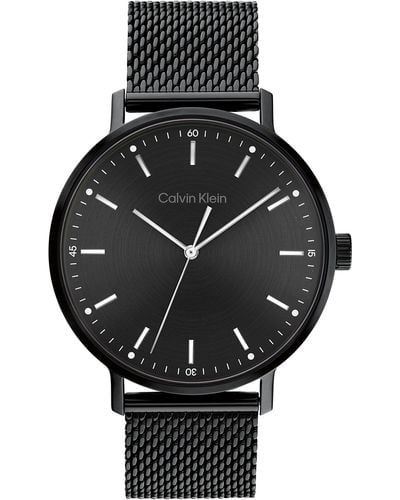 Calvin Klein Quartz Ionic Plated Black Steel And Mesh Bracelet Watch