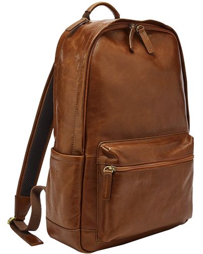 Fossil Buckner Leather Travel Backpack Bag - Brown