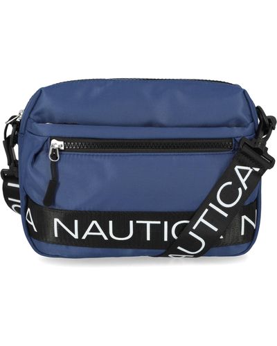 Nautica S Nylon Bean Bag Crossbody/belt Bag With Adjustable Shoulder Strap Crossbody - Blue