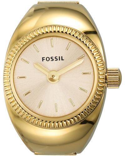 Fossil Quartz Stainless Steel Two-hand Watch Ring - Metallic