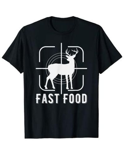 HUNTER Funny Deer Hunting Season Fast Food T-shirt - Black