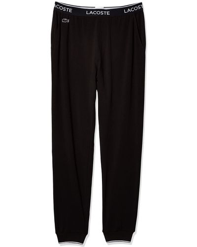 Lacoste Mens Solid Pant Pajama Bottom - Black