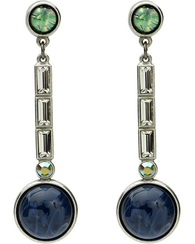 Ben-Amun Eclipse Collection Swarovski Crystal Drop Earrings - Blue