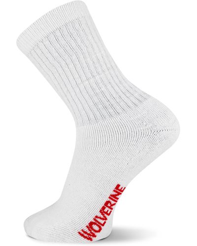 Wolverine 4 Pack Crew Rib Stay Up Top Band Socks - White