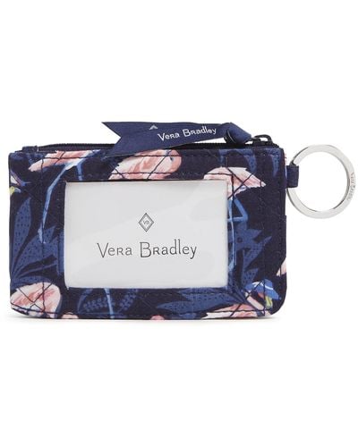 Vera Bradley Cotton Deluxe Zip Id Case Wallet With Rfid Protection - Blue