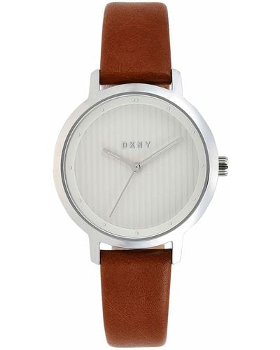 DKNY The Modernist Quartz Stainless Steel And Leather Three-hand Dress Watch - White