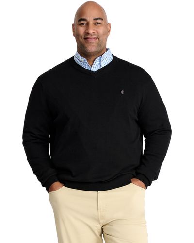 Izod Tall Premium Essentials Solid V-neck Sweater - Black
