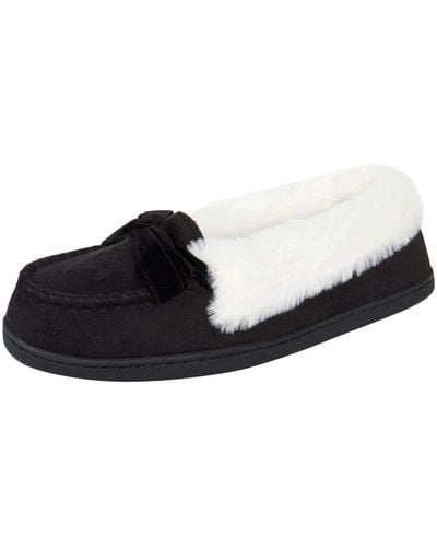 Jessica Simpson S Micro Suede Moccasin Indoor Outdoor Slipper Shoe,black,small