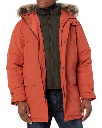 London Fog Snorkel Parka With Bib - Red