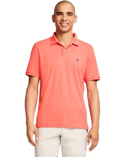 Izod Short Sleeve Interlock Polo Shirt - Red