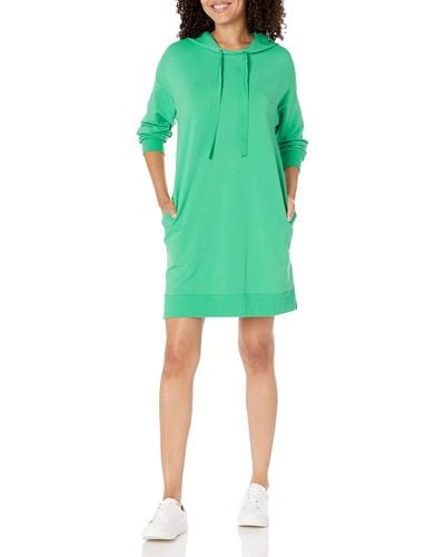 The Drop Iona Mini-Sweatshirt-Kleid mit Kapuze und langen Ärmeln - Grün