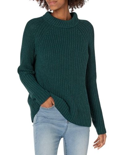 Goodthreads Relaxed-fit Cotton Shaker Stitch Mock Neck Sweater - Green