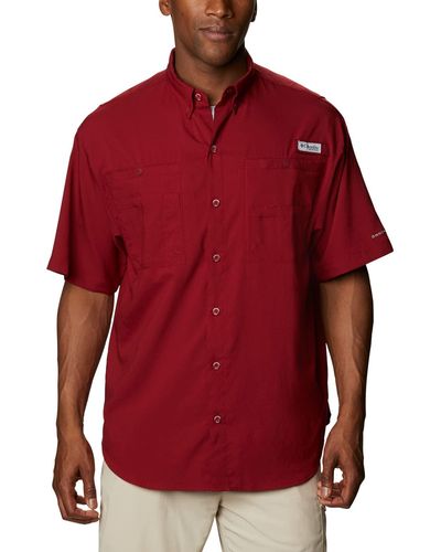 Columbia Pfg Tamiami Ii Upf 40 Short Sleeve Fishing Shirt - Red