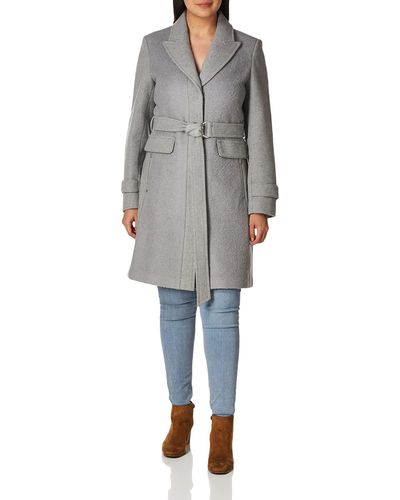 Vince Camuto Mixed Fabric Wool Coat - Gray