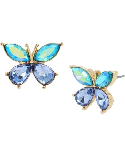 Betsey Johnson S Butterfly Gem Stud Earrings - Blue