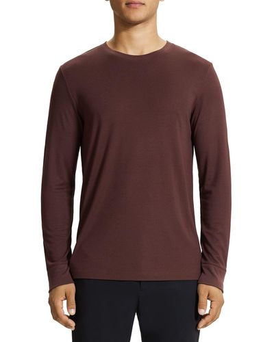Theory Long Sleeve Essential Tee In Modal Jersey - Brown