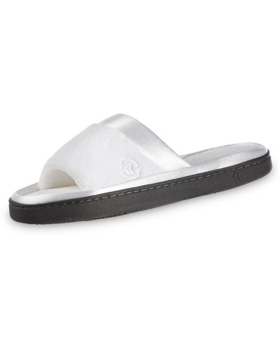 Isotoner Soft Microterry Wider Width Slide Slippers - White