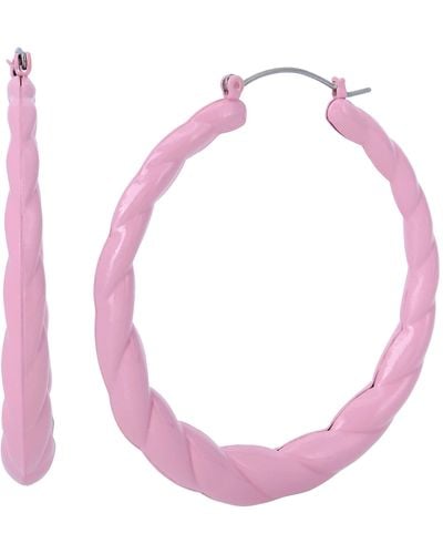 Steve Madden Twist Hoop Earrings - Pink