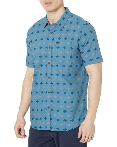 Volcom Regular Stackstone Short Sleeve Classic Fit Shirt - Blue