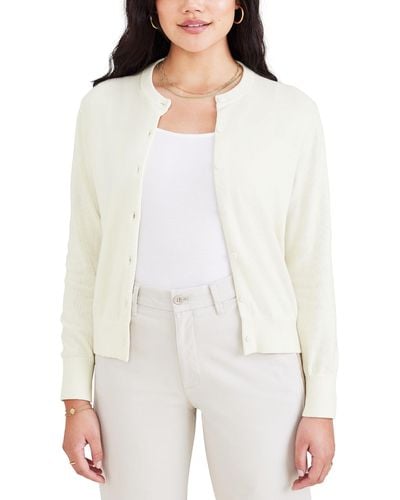 Dockers Straight Regular Fit Long Sleeve Cardigan Sweater - White
