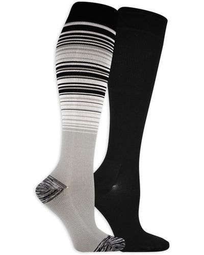Dr. Scholls Graduated Compression Knee High Socks-1 & 2 Pair Packs-energizing Comfort And Fatigue Relief - Black