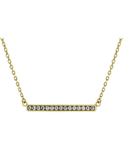 Amazon Essentials Yellow Gold Over Sterling Silver 16+1" Clear Crystal Bar Necklace - Black