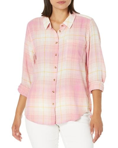Lucky Brand Long Sleeve Boyfriend Button-down Shirt - Pink