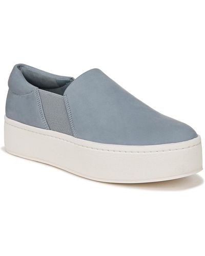 Vince S Warren Platform Slip On Fashion Sneakers Lake Blue Leather 12 M