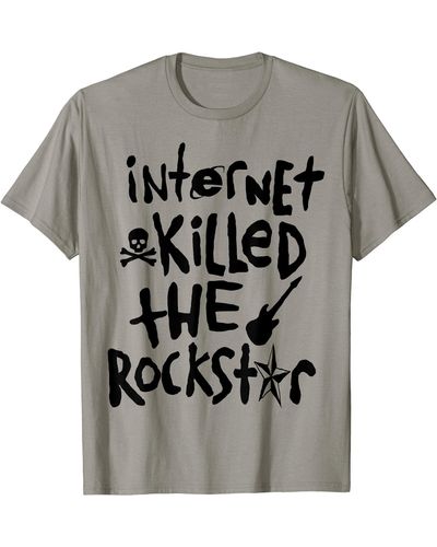 Perry Ellis Internet Killed Funny Rockstars For T-shirt - Gray