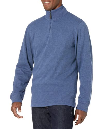 Amazon Essentials Quarter-zip French Rib Sweater - Blue
