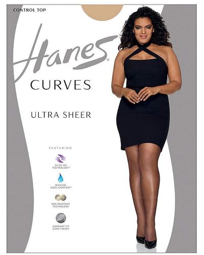 Hanes Curves Control Top Sheer Toe Ultra Sheer Pantyhose With Run-resist | Wicking Cool Comfort - Multicolor