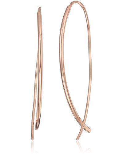 Amazon Essentials 14k Rose Gold Plated Sterling Silver Hard Wire Threader Earrings - Black