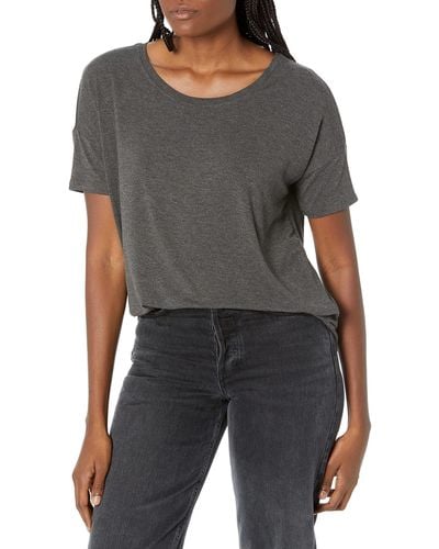 Daily Ritual Jersey Relaxed-fit Short-sleeve Drop-shoulder Scoopneck T-shirt - Gray
