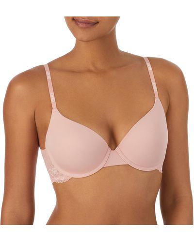 DKNY Microfiber Lace Underwire Plunge Bra - Brown