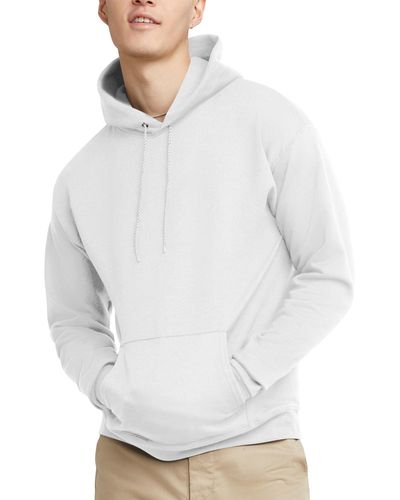 Hanes Mens Pullover Ecosmart Hooded Sweatshirt Hoody - White