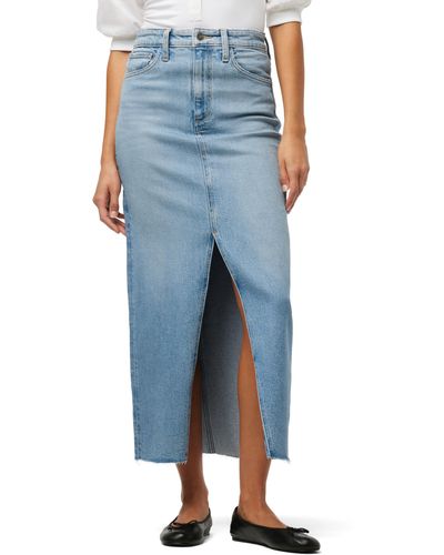 Joe's Jeans The Eva High Rise Maxi Denim Skirt With Front Slit - Blue