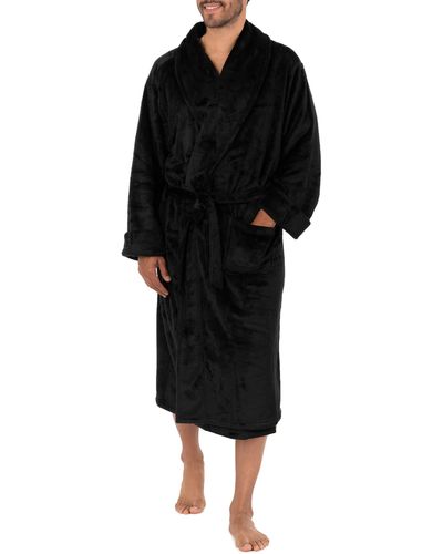 Izod Comfort-soft Fleece Robe - Black
